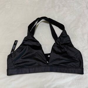 Shiny Black Halter Bralette/Sports Bra